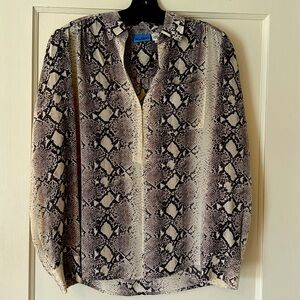 ACROBAT- women blouse, long sleeve, snake print, 100% silk, Medium